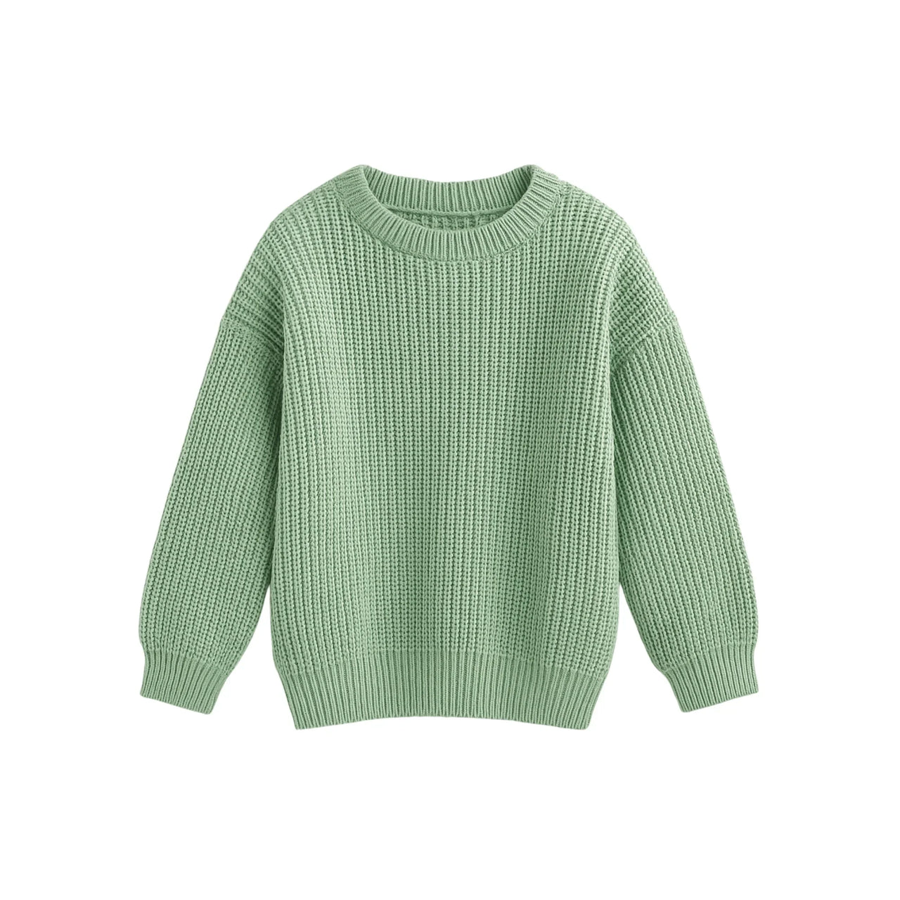 Green knitted sweater on a white background