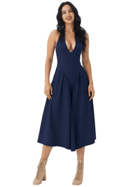Thumbnail for Backless Deep-V Long Dress Summer Women's Sexy Party Dress Halter Spliced New Fashion Slim Sleeveless Long Dress, dresses, midi dresses, Drestiny, Sleeveless, S, M, L, XL, United States, USA, Canada, Australia, New Zealand, United Kingdom, UK, backless midi dress, deep v neck long dress, backless semiformal dress, long navy backless dress, plunge back midi dress, White, Black, Red, Yellow, Blue, Pink, Claret, Light Blue, Dark Blue, Apricot, Purple, Green, dark red, shopdrestiny.com