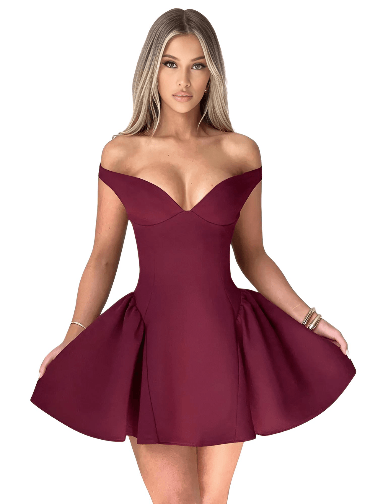 Backless Sexy Off-Shoulder Mini Dress For Women Wine Red Sleeveless Strapless High Waist A-line Club Party Sexy Dress, Drestiny, Mini Dresses, Mini Dress, Strapless, Sleeveless, Wine Red, S, M, L, United States, Australia, New Zealand, United Kingdom, Canada, shopdrestiny.com