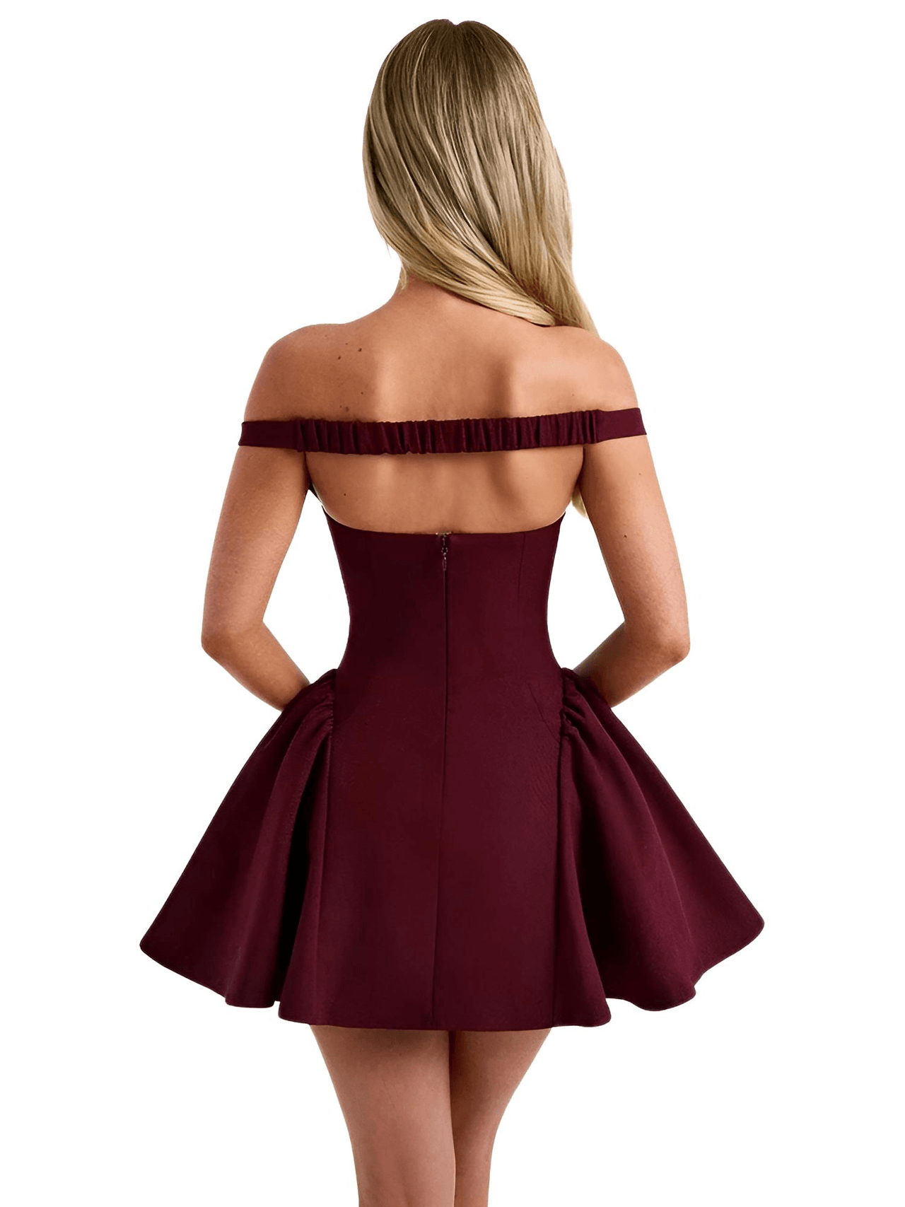 Backless Sexy Off-Shoulder Mini Dress For Women Wine Red Sleeveless Strapless High Waist A-line Club Party Sexy Dress, Drestiny, Mini Dresses, Mini Dress, Strapless, Sleeveless, Wine Red, S, M, L, United States, Australia, New Zealand, United Kingdom, Canada, shopdrestiny.com