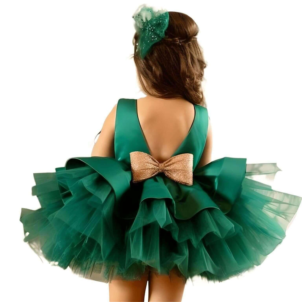 Big Bow Green Dresses for Girls