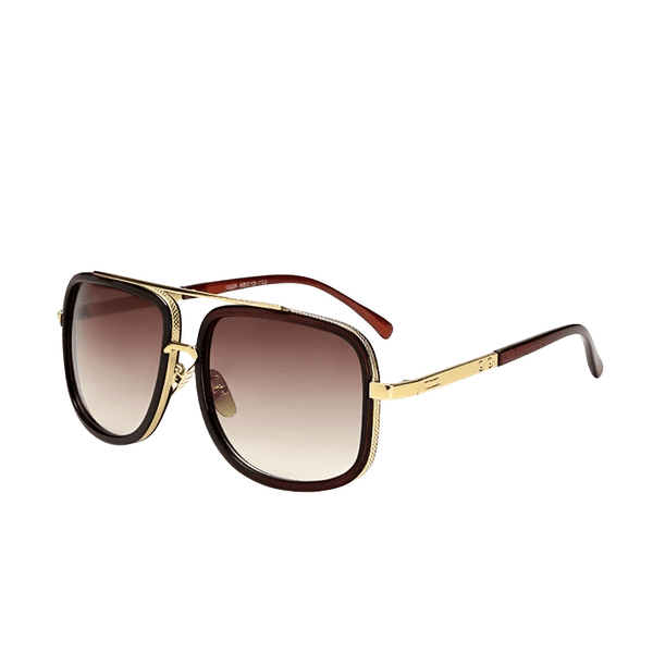 Big Gold Frame Brown Gradient Sunglasses For Men