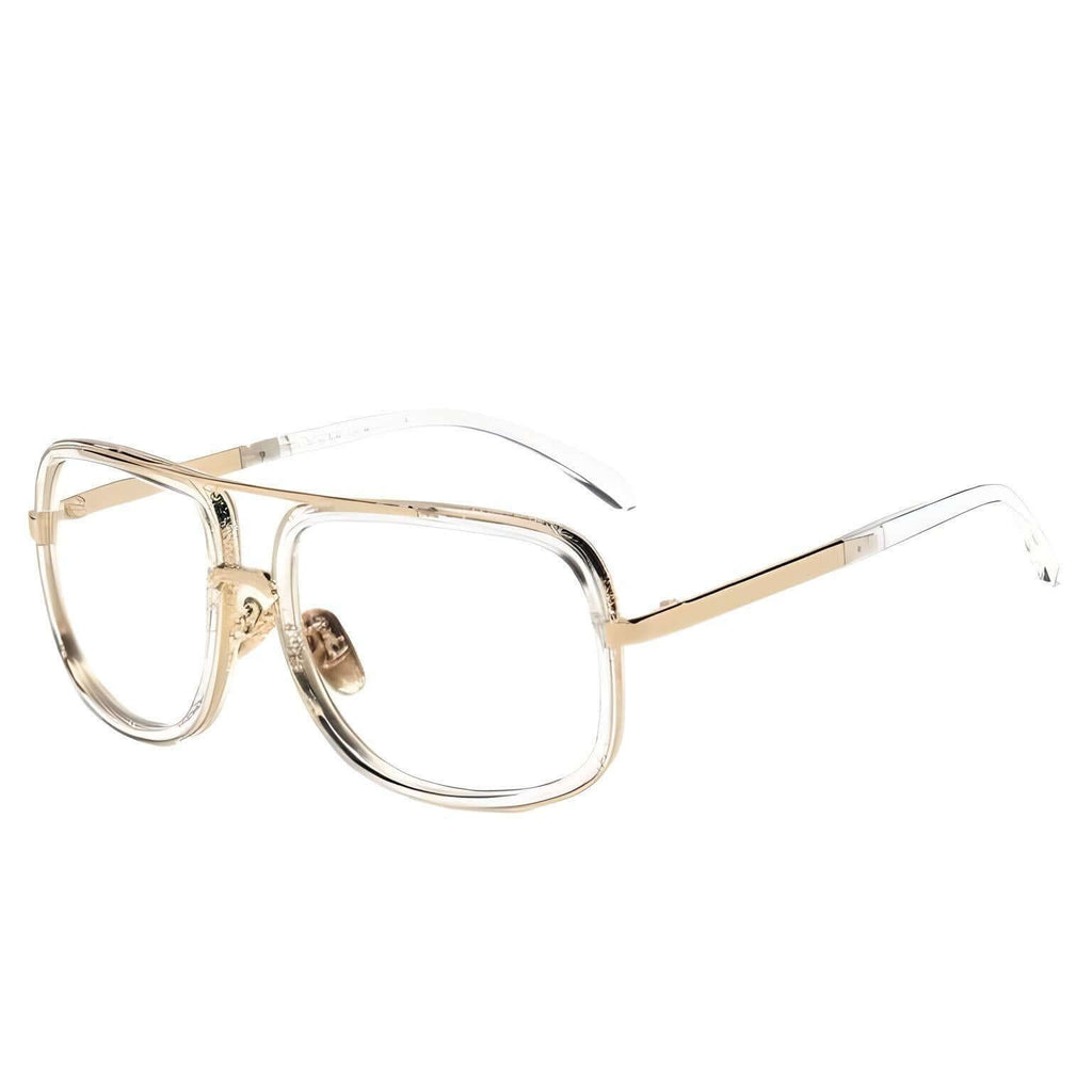 Big Gold Frame Clear Sunglasses For Men