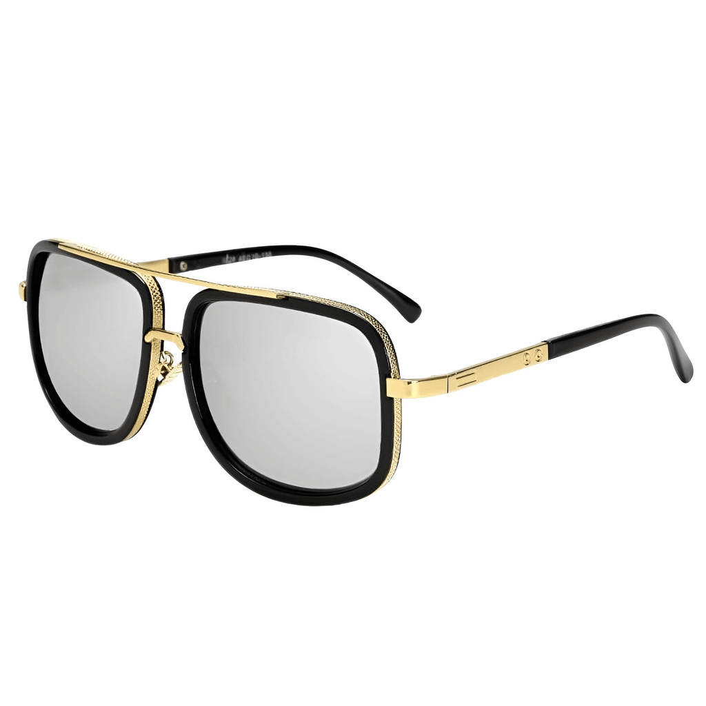 Big Gold Frame Silver Mirror Sunglasses For Men