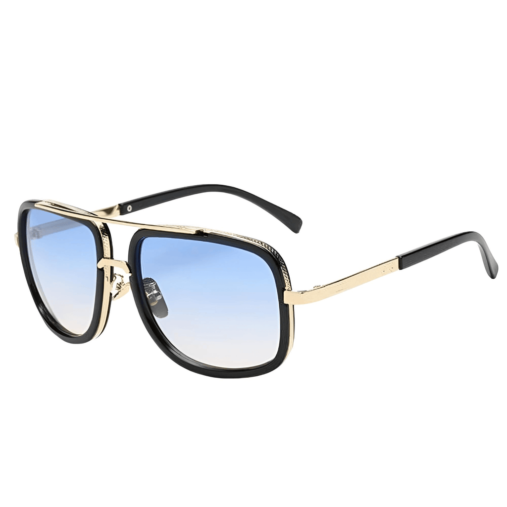 Big Gold Frame Black and Blue Sunglasses For Men