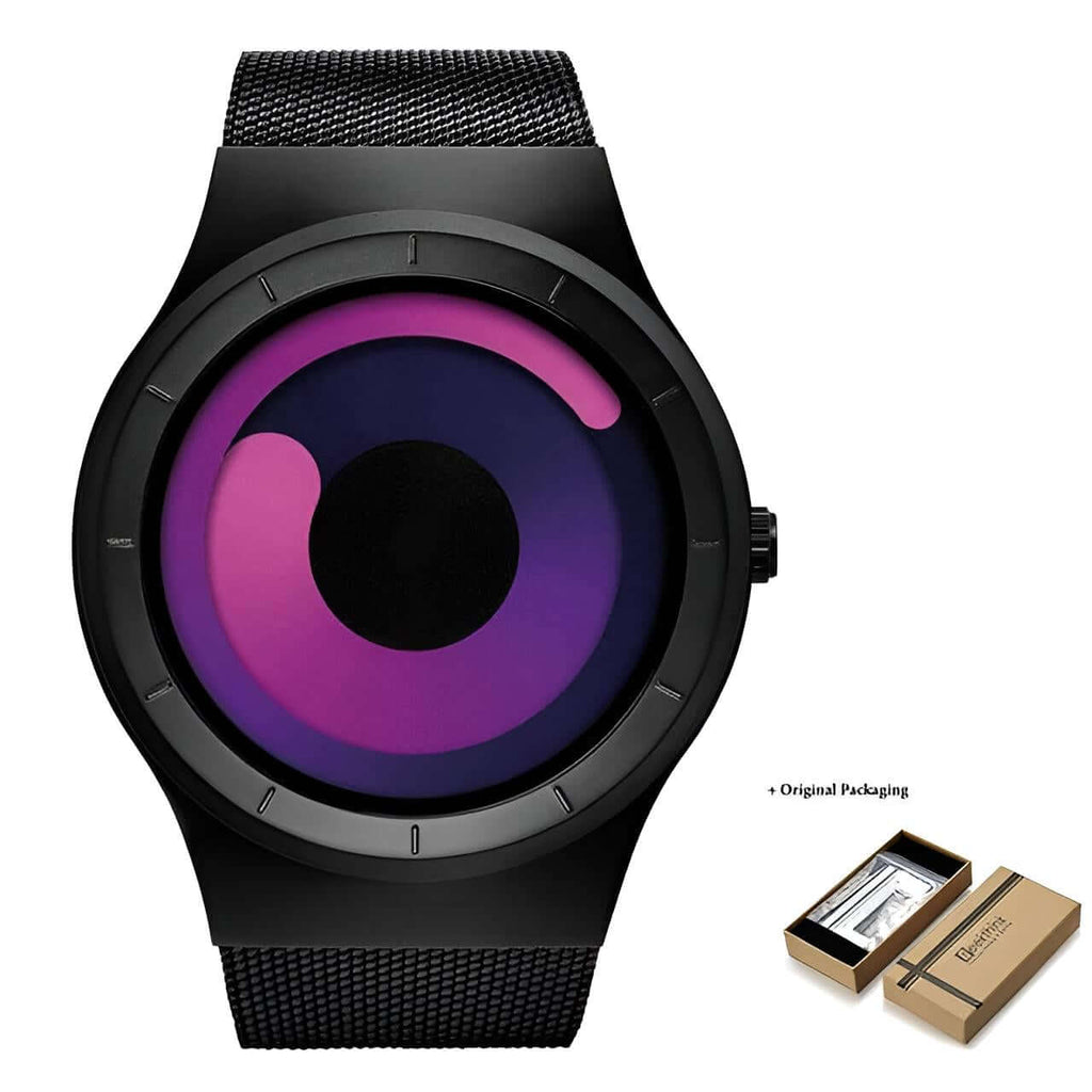 Drestiny-Black-Pink Purple-Creative Quartz Watch With Box