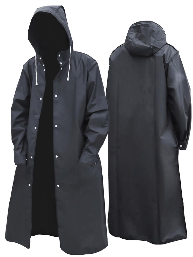 Adult's Black Waterproof Long Raincoat