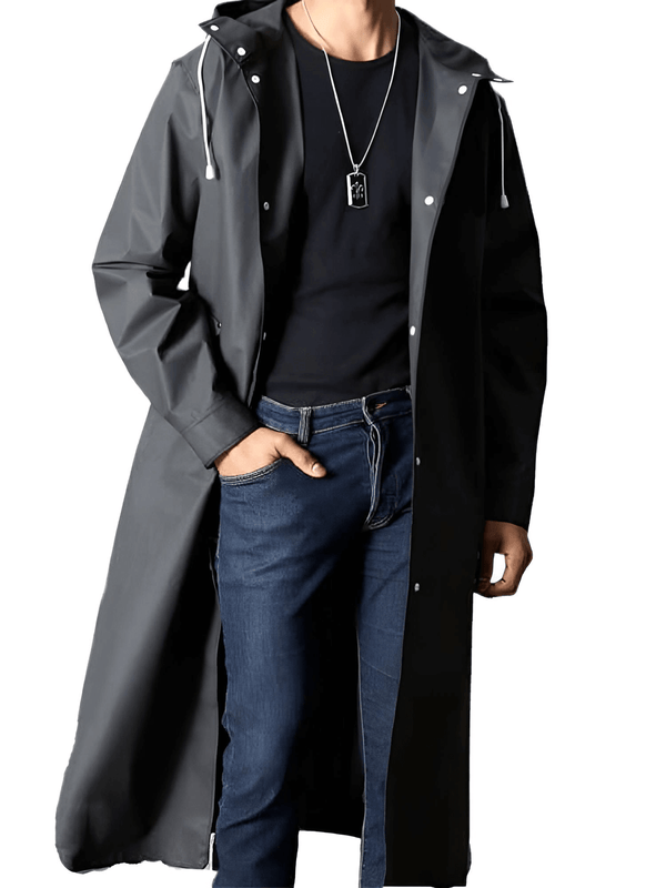 Black Adult Waterproof Long Raincoat