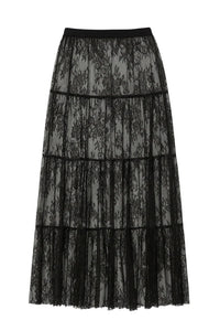 Thumbnail for Women's Black Lace Maxi Skirt High Waist Flare Long Skirts For Women