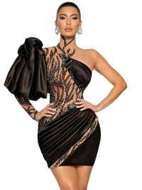 Thumbnail for One-Shoulder Mini Crystal Gown Graduation Dresses