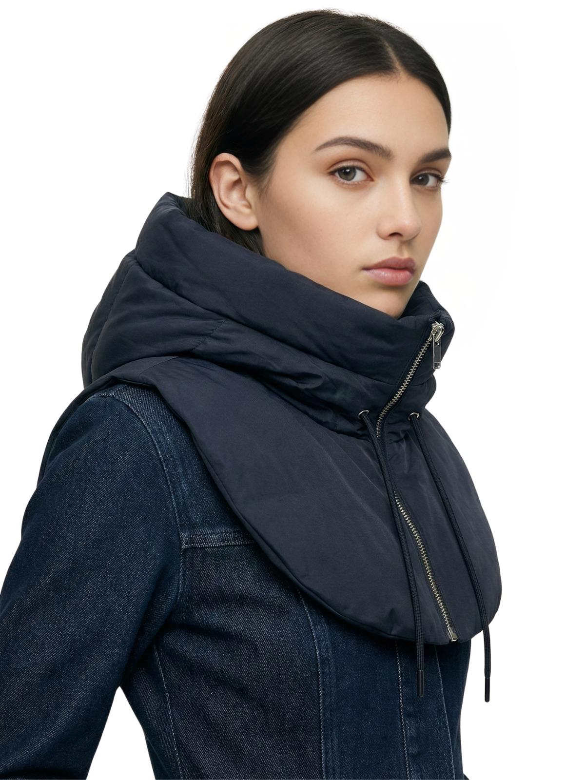 Puffer Hooded Fake Collar Neck Warmer
