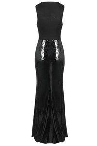 Thumbnail for Black Sequin Mermaid Dress Deep V Neck Backless Lace Design Dress for Party Dinner Evening Gown, Maxi Dresses, Sleeveless, Black, S, M, L, 2, 4, 6, 8, 10, 12, United States, USA, Canada, Australia, New Zealand, United Kingdom, UK, Black mermaid sequin prom dress, Black sequin formal gown, long black sequin dress, Mermaid evening gown with sequins, shopdrestiny.com