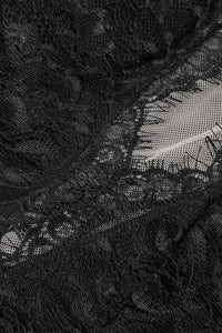 Thumbnail for Close-up of black lace fabric with intricate patterns