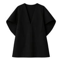 Thumbnail for Black cape sleeve mini dress on a white background