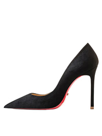 Thumbnail for Black high-heeled shoe with a red sole on a white background