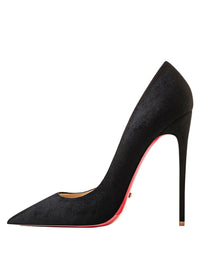 Thumbnail for Black high-heeled shoe with a red sole on a white background