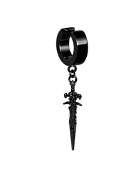 Thumbnail for Black hoop earring with a dagger charm on a white background