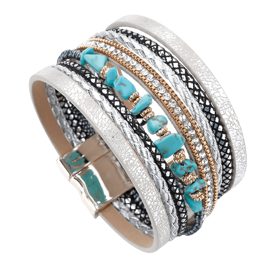 Blue Natural Stone Leather Bracelets for Women