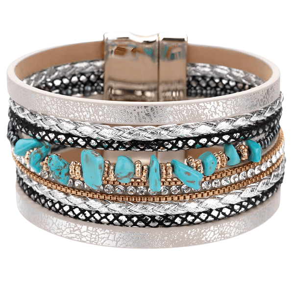 Blue Natural Stone Leather Bracelets for Women