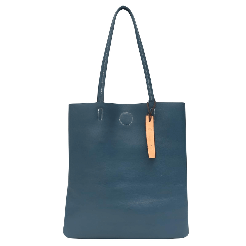 Peacock Blue Real Leather Large Shoulder Bags For Women