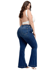 Thumbnail for Blue Full Size High Rise Plus Size Flare Jeans with Pockets