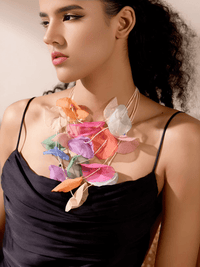 Thumbnail for Bohemian Flower Necklaces, Drestiny, Necklaces, United States, USA, Canada, Australia, New Zealand, United Kingdom, UK, Coral, Pink, Blue, Golden Yellow, Black, White, Colorful, Green, Light Khaki, boho flower necklace, floral bohemian necklace, vintage flower necklace boho, colorful bohemian flower necklace, long bohemian flower necklace, boho floral pendant necklace, flower charm necklace bohemian, bohemian layered flower necklace, ethnic flower necklace boho, shopdrestiny.com