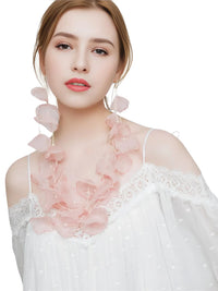 Thumbnail for Boho-Chic Tulle Cloth Women's Flower Earrings - 