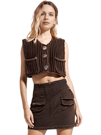 Thumbnail for Sleeveless Crop Sweater Vest Solid Loose Casual Sweater Vest Cable Knit Sweater Vest For Women -, Vests , Drestiny , Australia, Black, Brown, Canada, Cardigans, Dark Blue, Dark Brown, Green, L, Light Blue, M, Navy, New Zealand, Off White, Olive Green, Purple, Red, S, Sleeveless, Sweater Vests, Sweaters, United Kingdom, United States, Vests, White, Yellow , Drestiny , www.shopdrestiny.com