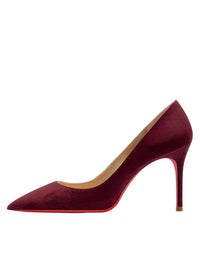 Thumbnail for Burgundy high-heeled shoe with a red sole on a white background