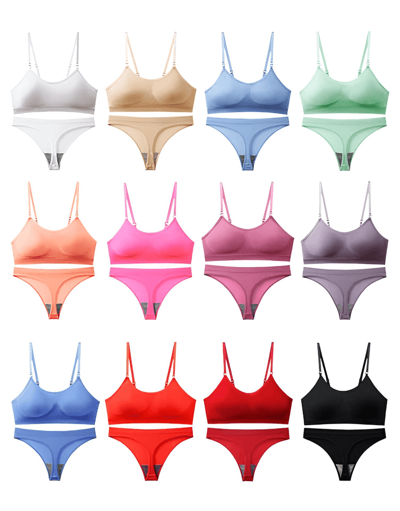 Candy Color Seamless Push Up Bra Set For Women