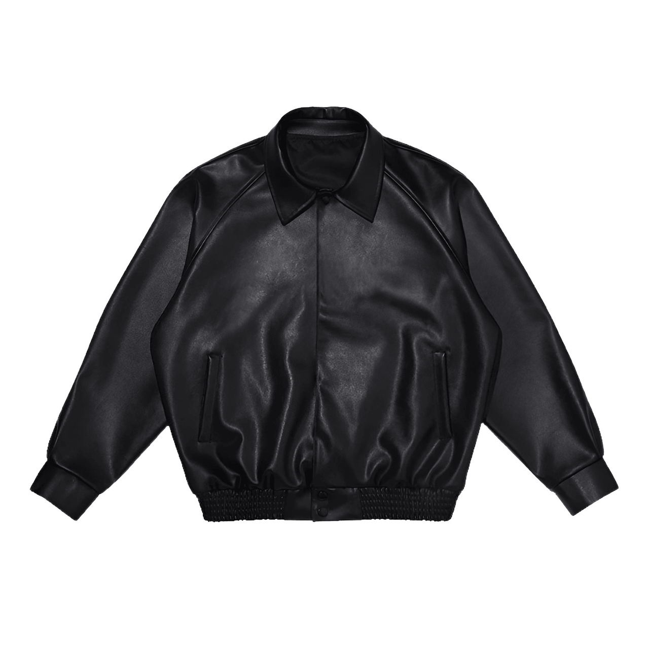 Casual Oversized Black Faux Leather Jacket For Men Style Raglan Sleeve Turndown Collar Loose Men's Fashion, Drestiny, Black, M, L, XL, XXL, 2XL, United States, Canada, USA, Australia, New Zealand, United Kingdom, UK, Oversized men's faux leather jacket, Black oversized faux leather jacket men, Men's oversized faux leather bomber jacket, Oversized vegan leather jacket men, Men's black oversized faux leather jacket streetwear, shopdrestiny.com