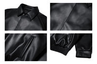 Thumbnail for Casual Oversized Black Faux Leather Jacket For Men Style Raglan Sleeve Turndown Collar Loose Men's Fashion, Drestiny, Black, M, L, XL, XXL, 2XL, United States, Canada, USA, Australia, New Zealand, United Kingdom, UK, Oversized men's faux leather jacket, Black oversized faux leather jacket men, Men's oversized faux leather bomber jacket, Oversized vegan leather jacket men, Men's black oversized faux leather jacket streetwear, shopdrestiny.com