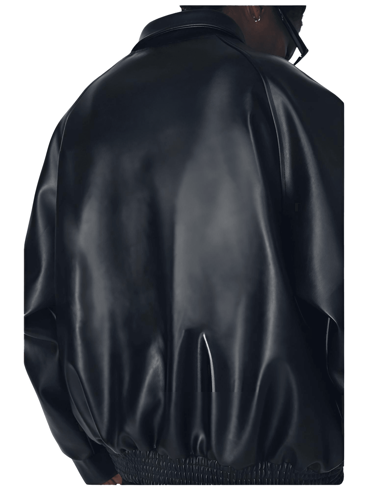 Casual Oversized Black Faux Leather Jacket For Men Style Raglan Sleeve Turndown Collar Loose Men's Fashion, Drestiny, Black, M, L, XL, XXL, 2XL, United States, Canada, USA, Australia, New Zealand, United Kingdom, UK, Oversized men's faux leather jacket, Black oversized faux leather jacket men, Men's oversized faux leather bomber jacket, Oversized vegan leather jacket men, Men's black oversized faux leather jacket streetwear, shopdrestiny.com