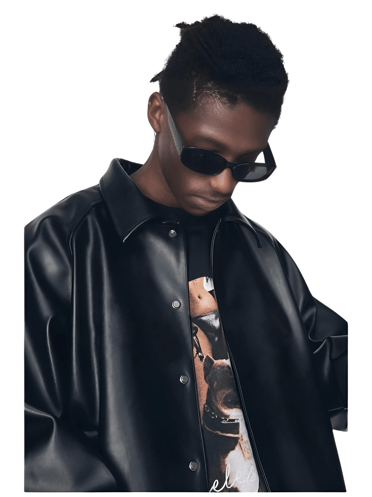 Casual Oversized Black Faux Leather Jacket For Men Style Raglan Sleeve Turndown Collar Loose Men's Fashion, Drestiny, Black, M, L, XL, XXL, 2XL, United States, Canada, USA, Australia, New Zealand, United Kingdom, UK, Oversized men's faux leather jacket, Black oversized faux leather jacket men, Men's oversized faux leather bomber jacket, Oversized vegan leather jacket men, Men's black oversized faux leather jacket streetwear, shopdrestiny.com