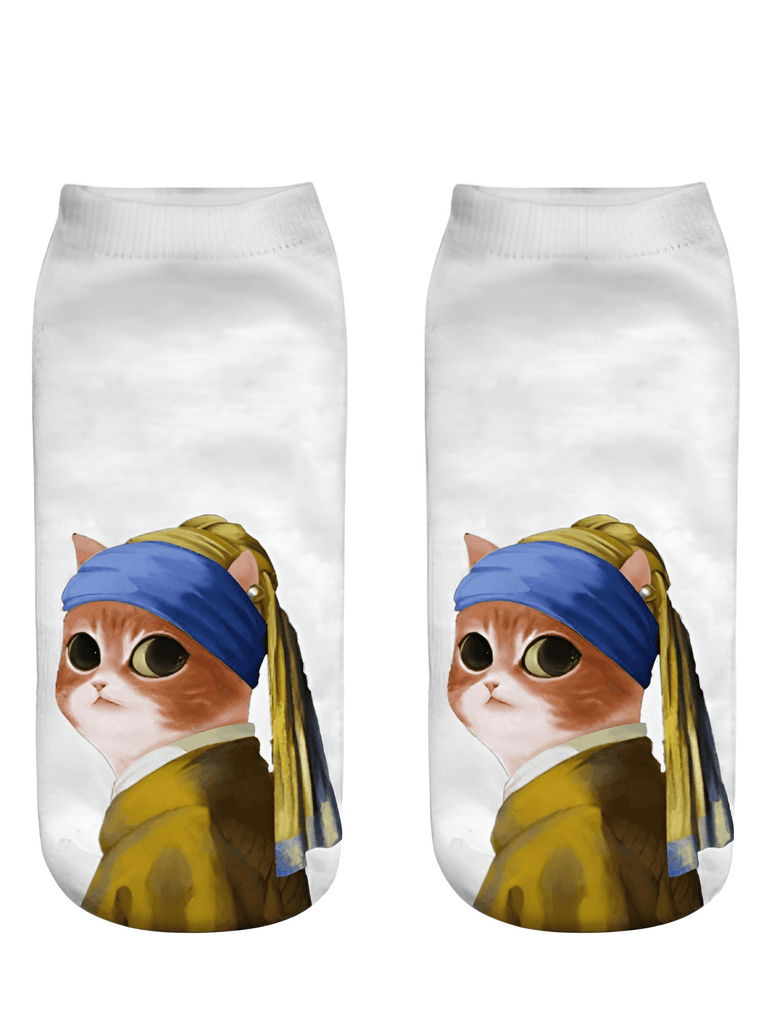 Famous Painting Cat Socks For Women