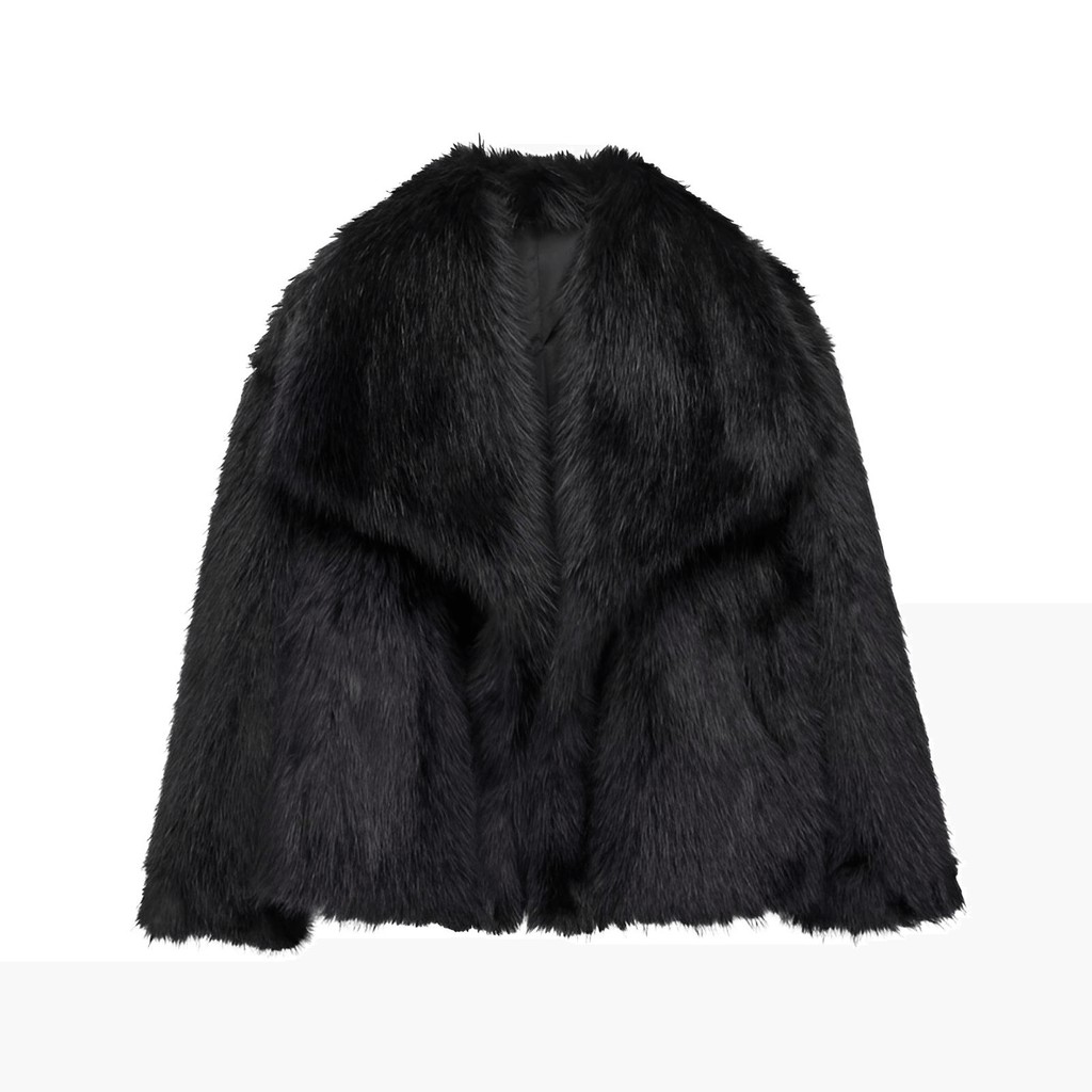 Chic Short Black Faux Fur Jackets For Women