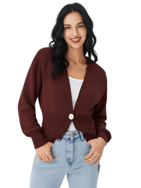 Thumbnail for Chic Button Cardigan Knitted Women's Casual Deep V Neck Long Sleeve Slim Warm Sweater Autumn New Lady Fashion Knitwear Top, Drestiny, Cardigans, Sweaters, Long Sleeves, S, M, L, Black, Wine Red, Dark Red, Coffee, Brown, Dark Brown, Off White, United States, Australia, New Zealand, United Kingdom, shopdrestiny.com