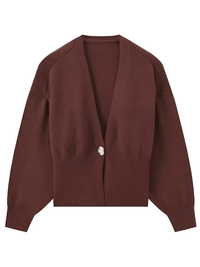 Thumbnail for Chic Button Cardigan Knitted Women's Casual Deep V Neck Long Sleeve Slim Warm Sweater Autumn New Lady Fashion Knitwear Top, Drestiny, Cardigans, Sweaters, Long Sleeves, S, M, L, Black, Wine Red, Dark Red, Coffee, Brown, Dark Brown, Off White, United States, Australia, New Zealand, United Kingdom, shopdrestiny.com
