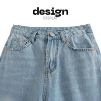 Thumbnail for Close-up of blue denim jeans with 'design display' text above.