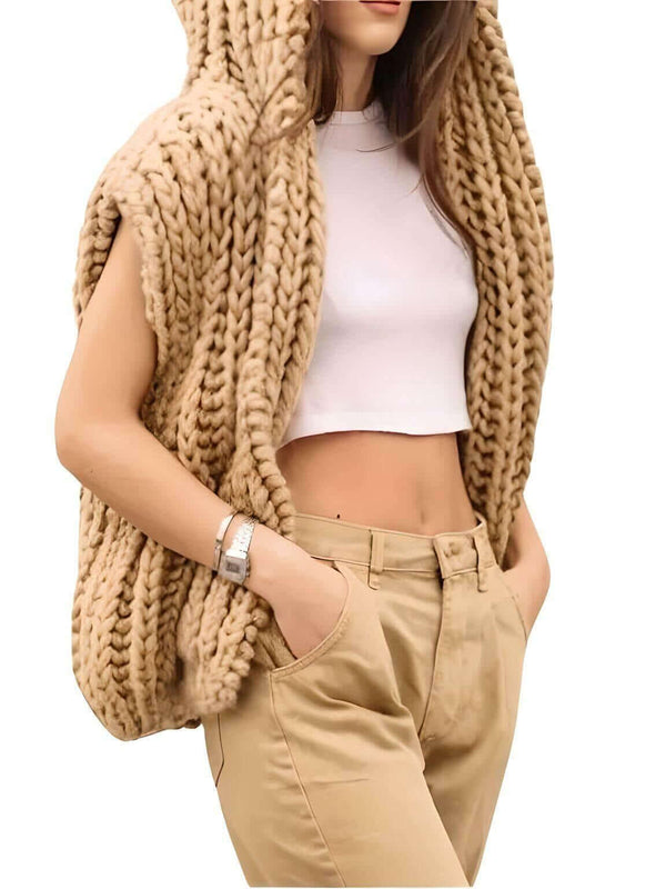 Stay cozy and stylish with the Chunky Knit Hooded Sweater Vest for women. Shop now at Drestiny and enjoy free shipping, plus we'll cover the tax! Seen on FOX, NBC, and CBS. Save up to 50% off!