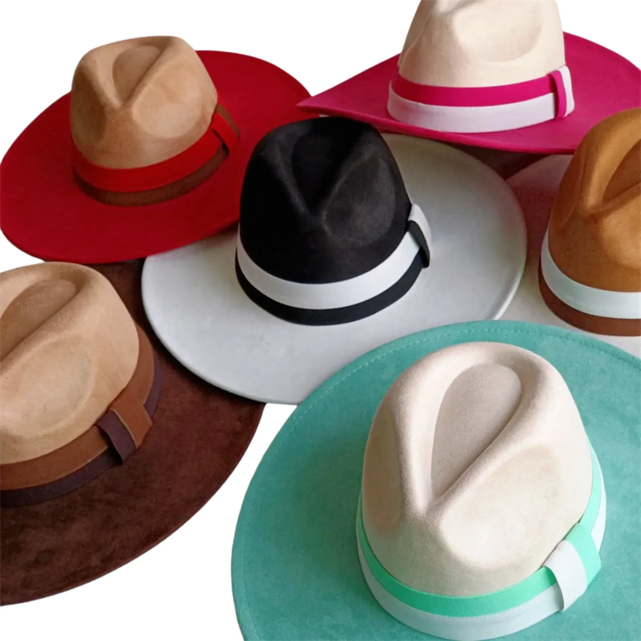 Colorful Wide Brim Fedora Ribbon Suede Hat Women's Felt Hat Wide Brim Hat British Style Retro Men's Hat, Drestiny, Hats, Fedoras, United States, USA, Canada, Australia, New Zealand, United Kingdom, UK, Women's Wide Brim Fedora, Felt Fedora Hat, Boho Wide Brim Hat, Rancher Hat, Festival Hat, shopdrestiny.com