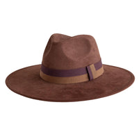 Thumbnail for Brown fedora hat with a brown band on a white background