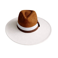 Thumbnail for Brown and white fedora hat on a white background