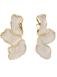 Thumbnail for Cream Epoxy Metal Flower Stud Earrings Women's Fashion Gold Color Plating Irregular Post Earrings Heavy Design Statement Earrings, Drestiny, Earrings, Gold, Cream, Trendy Accessories, Gender_Women, United States, USA, Canada, Australia, New Zealand, United Kingdom, UK, Metal flower stud earrings, gold flower stud earrings, Small metal flower earrings, cute metal flower studs, shopdrestiny.com