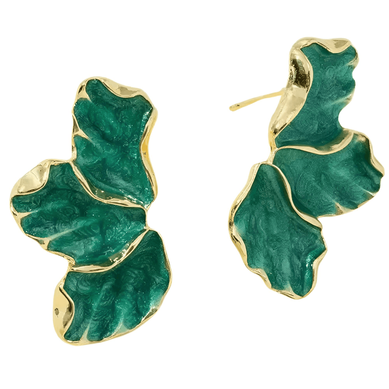 Cream Epoxy Metal Flower Stud Earrings Women's Fashion Gold Color Plating Irregular Post Earrings Heavy Design Statement Earrings, Coral, Drestiny, Earrings, Gold, Cream, Trendy Accessories, Gender_Women, United States, USA, Canada, Australia, New Zealand, United Kingdom, Black, green, blue, UK, Metal flower stud earrings, gold flower stud earrings, Small metal flower earrings, cute metal flower studs, shopdrestiny.com