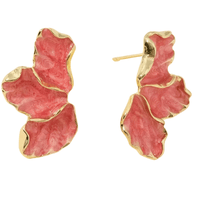 Thumbnail for Cream Epoxy Metal Flower Stud Earrings Women's Fashion Gold Color Plating Irregular Post Earrings Heavy Design Statement Earrings, Coral, Drestiny, Earrings, Gold, Cream, Trendy Accessories, Gender_Women, United States, USA, Canada, Australia, New Zealand, United Kingdom, Black, green, blue, UK, Metal flower stud earrings, gold flower stud earrings, Small metal flower earrings, cute metal flower studs, shopdrestiny.com