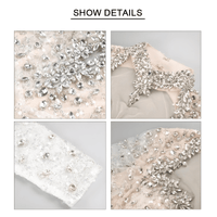 Thumbnail for Crystal Illusion Long Dress Silver Beaded Open Back Sheath Long Sleeve Mermaid Prom Party Evening Gown