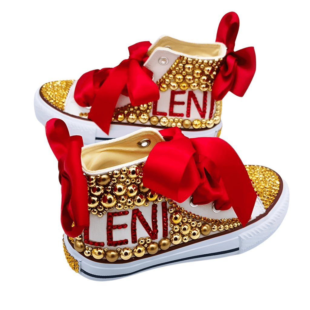 Custom Design Kids Gold Shoes With Custom Name & Bling!