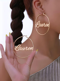 Thumbnail for Custom Earrings Personalized Name Hoop Earrings For Women -, Earrings , Drestiny , Australia, Canada, Earrings, Gender_Women, Gold, New Zealand, Rose Gold, Silver, United Kingdom, United States , Drestiny , www.shopdrestiny.com
