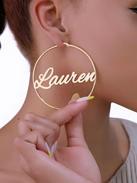 Thumbnail for Custom Earrings Personalized Name Hoop Earrings For Women -, Earrings , Drestiny , Australia, Canada, Earrings, Gender_Women, Gold, New Zealand, Rose Gold, Silver, United Kingdom, United States , Drestiny , www.shopdrestiny.com